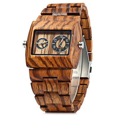 

BEWELL ZS - W021C Wooden Men Quartz Watch Double Movement
