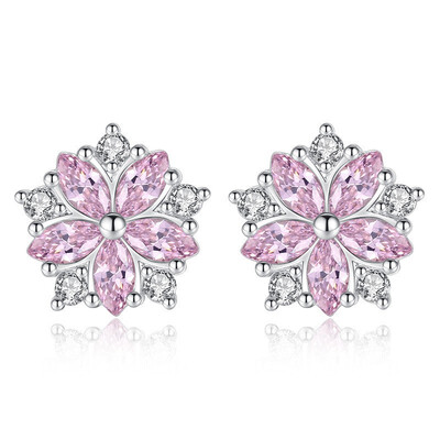 

Cubic Zirconia Flower Stud Earrings For Women Lovers Xmas Gift Fashion Jewelry Luxury Noblest Accessories WHE270