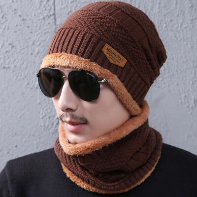 

Winter Thermal Knitted Heanie Hat&Circle Scarf Set Warm Snood Suit for Indoor&Outdoor Activities