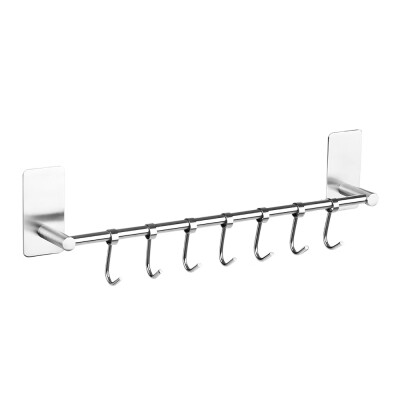 

Wall-mounted Sticky Hook Rack 304 Stainless Steel Self-adhesive Hook Hanger Storage Organizer Multi-purpose for Kitchen Bathroom w