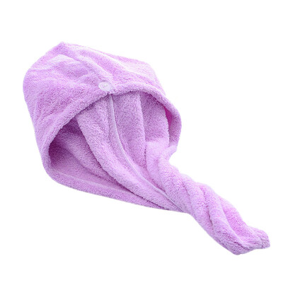 

Home Womens Bathroom Super Absorbent Quick-drying Velvet Fabric Hair Towel Bath Dry Cap Solid Towel