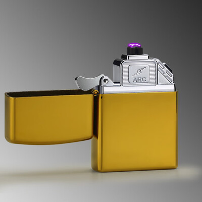 

Fashion Pure Color USB Rechargeable Electronic Hit Fire Machine Windproof Flameless Metal Smoking Cigarette Lighters of Double Pul