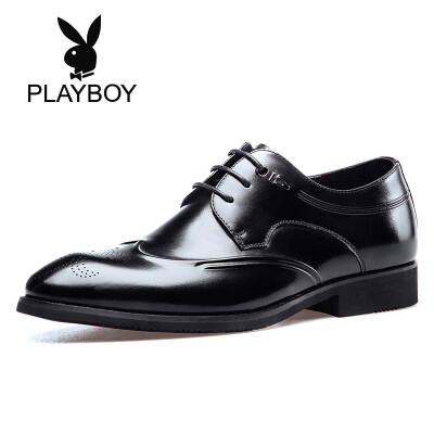 

Playboy PLAYBOY Mens British Leather Business Dress Casual Low-top Lace Shoes Men 9AW563151D Black 41