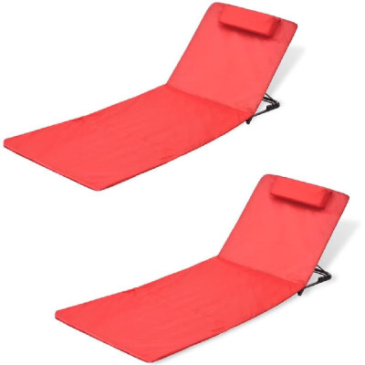 

Folding Beach Mat with Backrest 2 pcs Red
