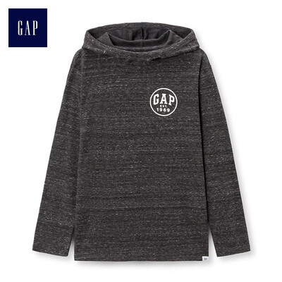 

GAP flagship store boy logo logo waffle knit hooded sweater 395790 deep smoke gray XS