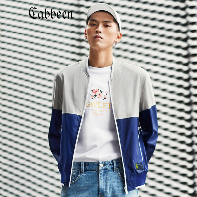 

Carbine mens youth baseball collar casual jacket street tide brand jacket 2019 spring contrast color shirt fashion A navy blue 48170M