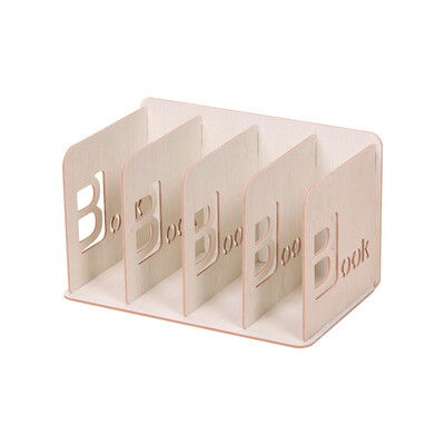 

Desk File Rack Book Sorter Organizer Holder Wood with 4 Compartments for Students School Office Home