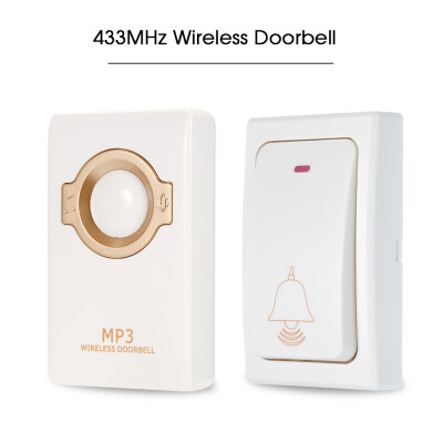 

Wireless Doorbell Self-powered Transmitter Waterproof Push Button EU Plug Receiver 4 Levels Volume Adjustment Cordless Door Bell 3