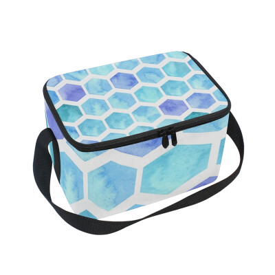 

ALAZA Insulated Lunch Box Watercolor Geometric Pattern Lunch Bag for Men Women Portable Tote Bag Cooler Bag