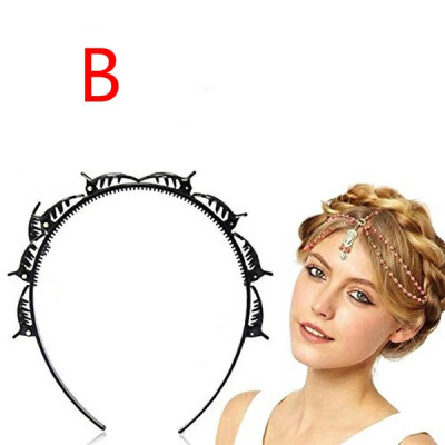 

Willstar Fashion Double Layer Twist Plait Headband Hair Double Bangs Hairstyle Hairpin Multi-layer Hollow Woven Headband