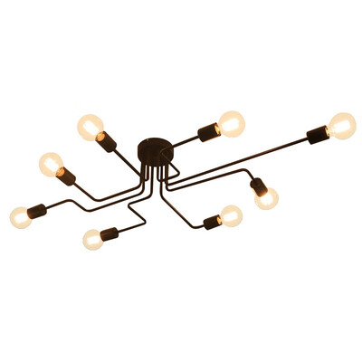 

Baycheer HL420000 Industrial Edison Bulb Wrought Iron 8 Light Large LED Semi Flush Ceiling Light in Black