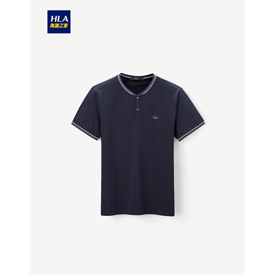 

HLA Haishu House Short Sleeve T-Shirt Male 2019 Summer New Net Color Stand Collar Two Buttons Strap Short T Men HNTBJ2R197A Navy K7 16584A 46