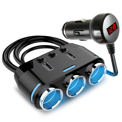 

Quick Charger Dual USB Car Charger 3-Way Cigarette Lighter Socket Splitter Adapter