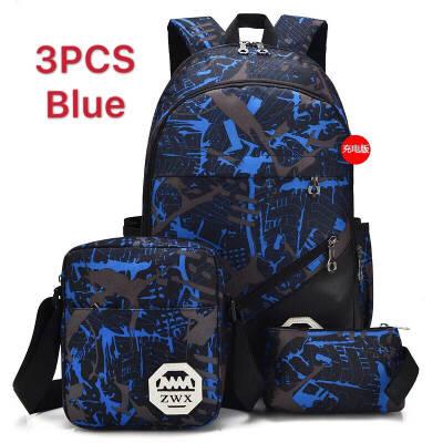 

3PSC Casual Backpack External USB port Charge Laptop Crossbody Bag Shouder Bag School Backpack Large Capacity Outdoor Backpack