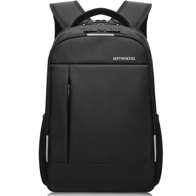 

Seven wolves backpack 156-inch computer bag travel waterproof middle school schoolbag upgrade to increase black L92434021A-01C