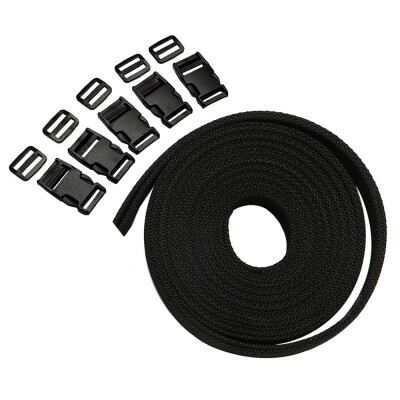 

Willstar 1312 ft Strapping polypropylene Luggage Webbing Strap Band with 5 Set Side Release Buckles Black