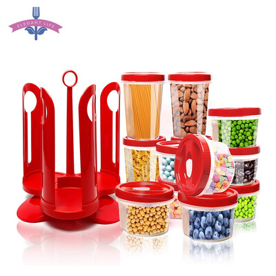 

25 PcsSet Food Storage Box Snack Organizer Container Set With Rotating Rack Sealed Crisper Fridge Box With Cover Kitchen Tools