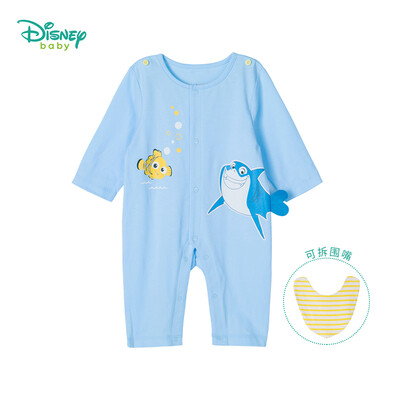 

Disney baby cotton printed front long sleeve jumpsuit newborn baby detachable bib romper 191L781 light blue 12 months height 80cm