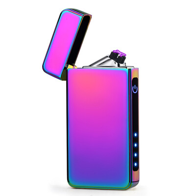 

Fingerprint Sensor USB Charging Cigarette Tool Battery Display Double Arc Silvery