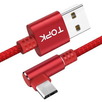 

TOPK 1M 90 Degree Micro USB Cable Fast Charging Data Cable for Samsung Xiaomi Huawei Android L Type Mobilie Phone Cable