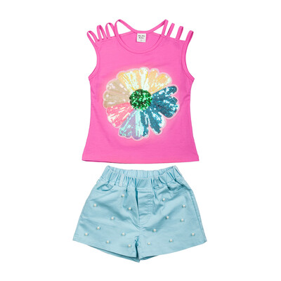 

2Pcs Girls Sleeveless Shirts&Skirt Set Dotted Two-piece Dress Cotton Kids Fashion Clothing Outfits Pink For 3-8T 140CM