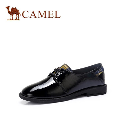 

Camel CAMEL ladies British literary plaid stitching round head single shoes A91514691 black 39