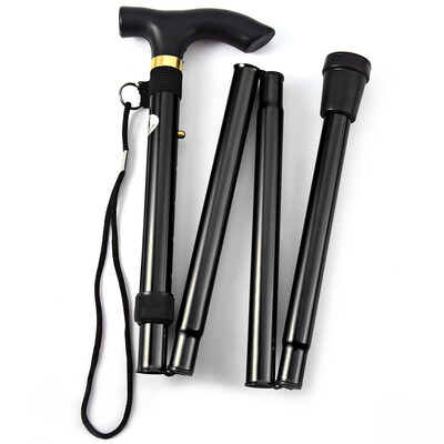 

Aluminum Metal Folding Walking Stick with Adjustable Height&Non-slip Rubber Base