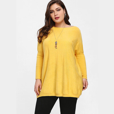 

PREISEI Autumn Winter Women Casual Loose Solid O-Neck Long Sleeve Commuting Plus Size Knitted Sweater Pullover Mujer PR18002