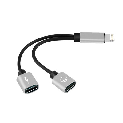 

Splitter adapter cable earphone charging 2 in 1 mini double head iphone78x