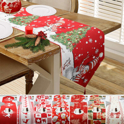 

Willstar Christmas Table Runner Cover Linen Cloth Xmas Tablecloth Snowman Party Decor BR