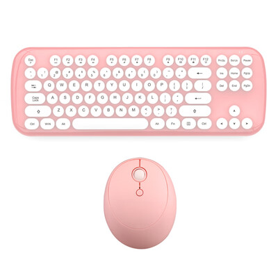 

Mofii candy x wireless keyboard&mouse set round chocolate button mouse&keyboard set office home notebook desktop computer white pink