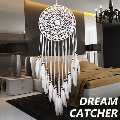 

Willstar White Large Handmade Dream Catcher Feathers Hanging Dreamcatcher Home Decor