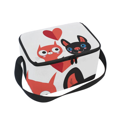 

ALAZA Lunch Box Insulated Lunch Bag Large Cooler Love Cat And Dog Tote Bag