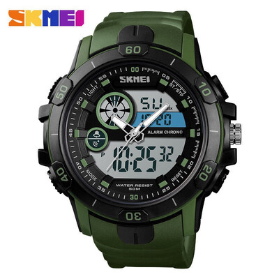 

SKMEI Mens Waterproof Sport Army Alarm Date Analog Digital Black Wrist Watch
