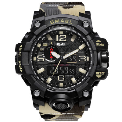 

Mens Stylish Sports Multi-function Electronic Waterproof Camouflage Watch Dual Display Wristwatches