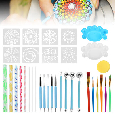 

Willstar 35Pcs Mandala Dotting Tools Rock Painting Kits Art Pen Paint Stencil Brush