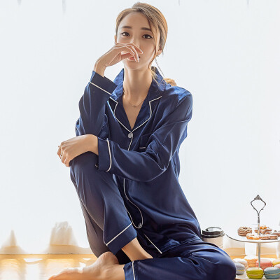 

Satin Silk Patchwork Womens Pajamas Set Long Sleeve Blouse Trousers Pajama Sets Women 2019 Autumn Winter Bathrobe Plus Size