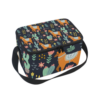 

ALAZA Lunch Box Alpaca Pattern Vintage Insulated Lunch Bag Large Cooler Tote Bagfor Men Women