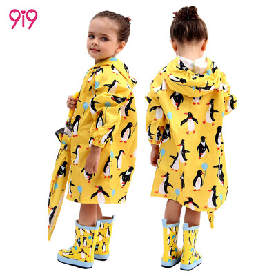 

9i9 long love long Korean new children raincoat poncho cartoon full Indonesian dragon waterproof zipper elastic raincoat pocket storage bag one design 1900038 small penguin