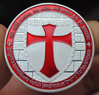 

RED Silver plated Cross Templar Coins medal