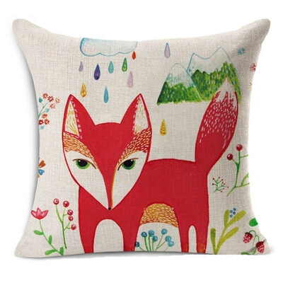 

Christmas Nordic Pillowcase lovely animal fox Decorative Cotton Linen Throw Pillow cover Cojines almofada