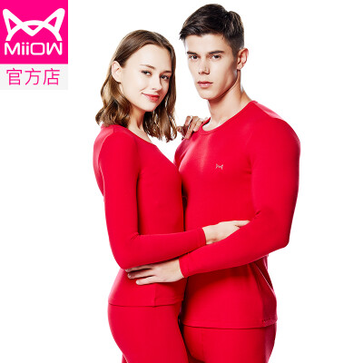 

Cat Man MiiOW thermal underwear men&women Qiuyi Qiuku warm clothes cotton Shut down thick round neck men&women based bottoming shirt V suit fashion warm clothes Chinese red female XXL