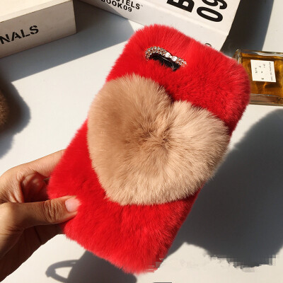 

Love Heart Case For vivo V5 Lite Y66 Cute Rabbit Cover Hairy Fur Fluffy Phone Case