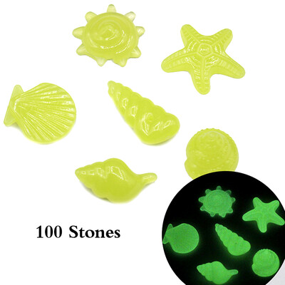 

100pcsBag DIY Home Decor Luminous Pebbles Sea Conch Shell Starfish Glow in Dark Colorful Rocks Stone for Aquarium Fish Tank