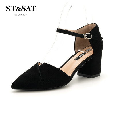 

Saturday ST & SAT suede sheep leather elegant simple fashion shallow mouth with single shoes SS91114115 black 34