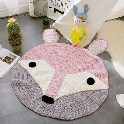 

Handmade Animal Cartoon Mats Childrens Mats Knitted Wool Blankets Diameter 80cm Rug