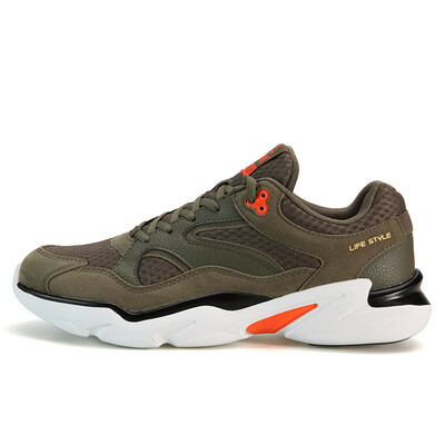 

PEAK mens shoes low to help light trend retro casual shoes wear non-slip sneakers DE910391 Army Green 42 yards
