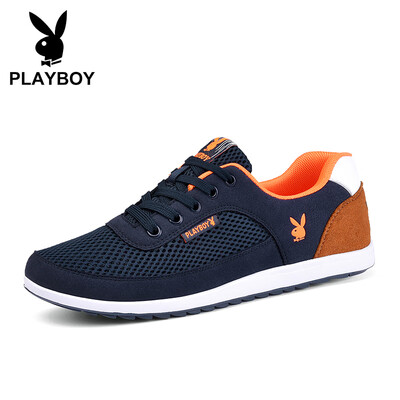 

Playboy PLAYBOY Mens Korean Fashion Joker Low Help Light Slip Sports Casual Shoes Male DA73088 Mesh - Dark Blue 39