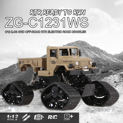 

ZEGAN ZG-C1231W 112 24G 4WD RTR RC Military Car Amphibious Waterproof Desert Rock Crawler for Kids