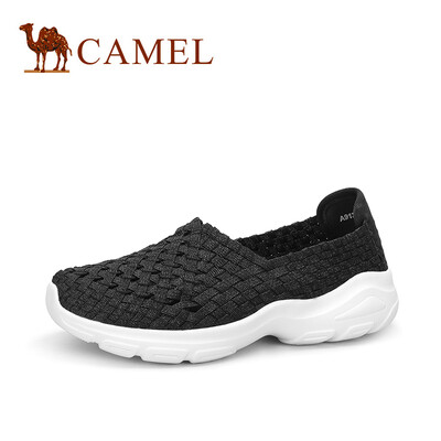 

Camel CAMEL ladies light casual elastic band round head woven shoes A91304655 black 36